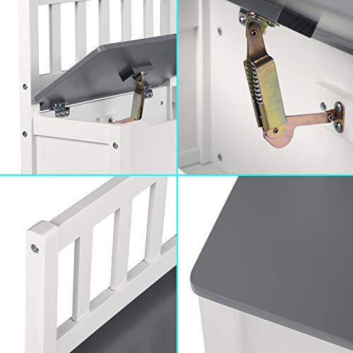 WOLTU Kindertruhenbank, Kindersitzbank mit Stauraum, Spielzeugkiste zum Sitz und Aufbewahrung , 58x26x53cm, passend zu Sitzgruppe, Weiß+Grau - 7