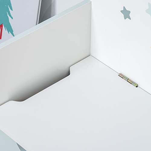 HOMCOM Kindersitzbank mit Stauraum 2-in-1 Truhenbank Spielzeugkiste Aufbewahrungstruhe 3-6 Jahre Kindermöbel Hellblau 60 x 30 x 50 cm - 8