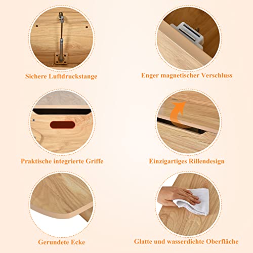 COSTWAY 3 in 1 Kinder-Aktivitätstisch Set mit Schreibtisch Sitzbank Aufbewahrungsbox, Kinder Sitzgarnitur Holzspielzeug Bank für Kindergarten Spielzimmer 60x34x57cm - 6