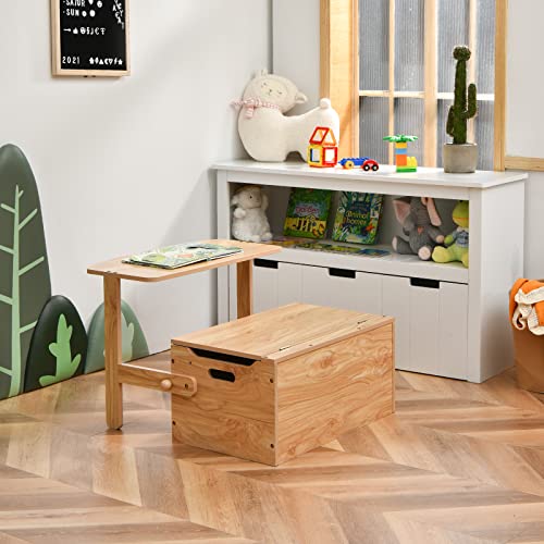 COSTWAY 3 in 1 Kinder-Aktivitätstisch Set mit Schreibtisch Sitzbank Aufbewahrungsbox, Kinder Sitzgarnitur Holzspielzeug Bank für Kindergarten Spielzimmer 60x34x57cm - 7