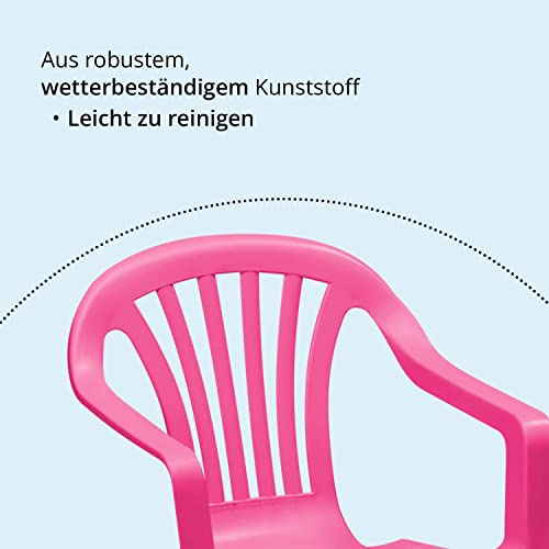 KHG Kinderstuhl mit Armlehne in Rosa, Gartenstuhl, Sessel für Kinder mit 27 cm Sitzhöhe | aus Kunststoff stapelbar, kippsicher, wetterbeständig | Sitzgelegenheit für Innen- und Außenbereich - 6