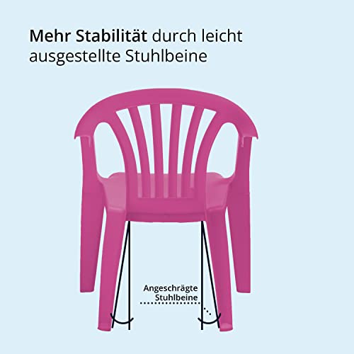 KHG Kinderstuhl mit Armlehne in Rosa, Gartenstuhl, Sessel für Kinder mit 27 cm Sitzhöhe | aus Kunststoff stapelbar, kippsicher, wetterbeständig | Sitzgelegenheit für Innen- und Außenbereich - 8