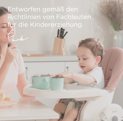 KÜB 3-in-1 Faltbarer Hochstuhl für Babys | Multifunktionaler Kinderhochstuhl für Kleinkinder | Sitz und Tablett Abnehmbar | 7-fach höhenverstellbar & 4-fach neigbar | 2 feststellbare Räder (Rosa) - 9