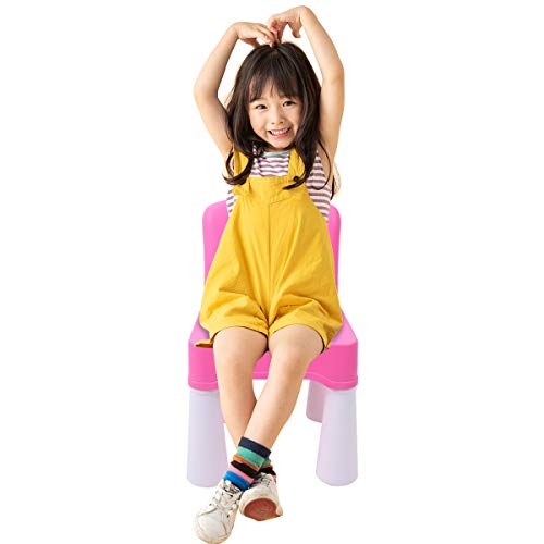 burgkidz Kunststoff Stuhl, Kinderstuhl Mädchen mit Gummierten Füßen bis 100kg, Schreibtischstühle Prinzessin Sitzgelegenheiten mit Lehne für Kinder, Rosa - 4