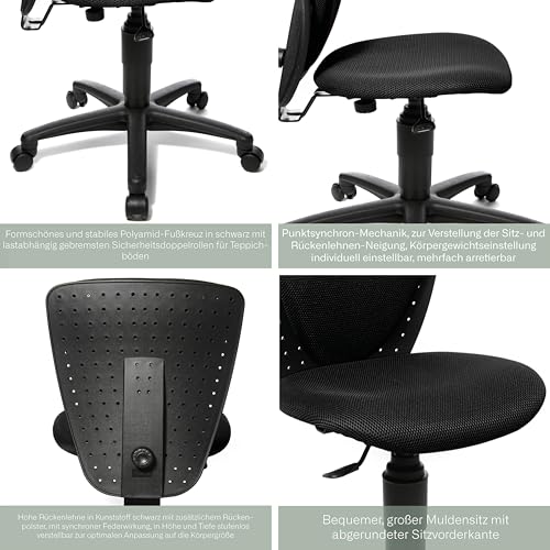 Topstar 70570BB10 High S’cool, Kinder- und Jugenddrehstuhl, Schreibtischstuhl für Kinder, Bezugsstoff pink - 4