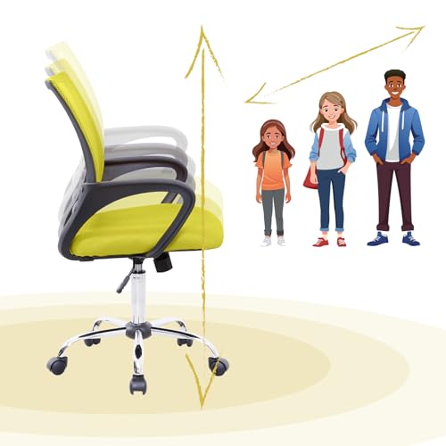 SVITA Cydney Kinder Schreibtischstuhl Bürostuhl Netzbezug Drehstuhl Stuhl Schreibtisch (Gelb) - 4