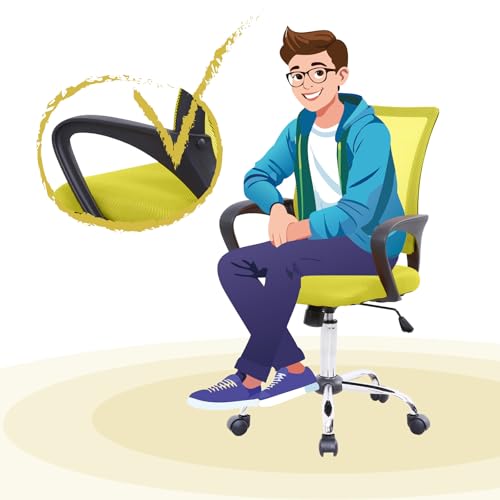 SVITA Cydney Kinder Schreibtischstuhl Bürostuhl Netzbezug Drehstuhl Stuhl Schreibtisch (Gelb) - 5