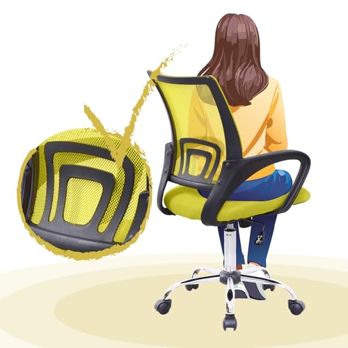 SVITA Cydney Kinder Schreibtischstuhl Bürostuhl Netzbezug Drehstuhl Stuhl Schreibtisch (Gelb) - 7