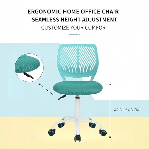Homy Casa Schreibtischstuhl Verstellbarer drehbarer Bürostuhl Stoffsitz Ergonomischer Arbeitsstuhl ohne Armlehne Türkis - 10