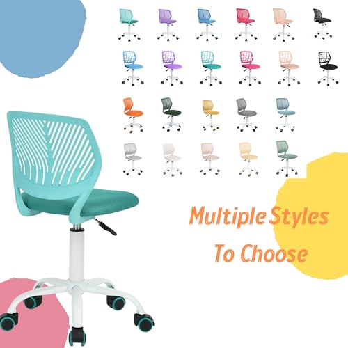 Homy Casa Schreibtischstuhl Verstellbarer drehbarer Bürostuhl Stoffsitz Ergonomischer Arbeitsstuhl ohne Armlehne Türkis - 6