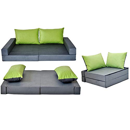 millybo Kindersofa Kindercouch Kindermatratze Minicouch Set + 2 Kissen viele Muster (KKA1) - 4
