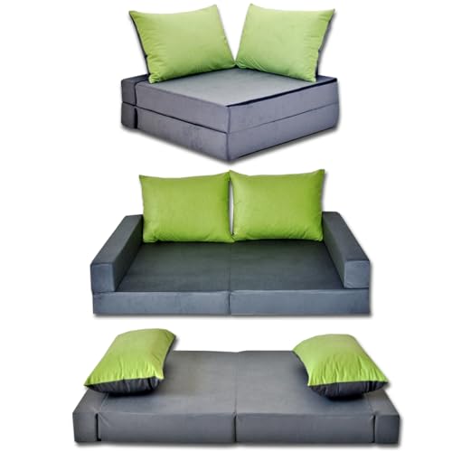 millybo Kindersofa Kindercouch Kindermatratze Minicouch Set + 2 Kissen viele Muster (KKA1) - 9