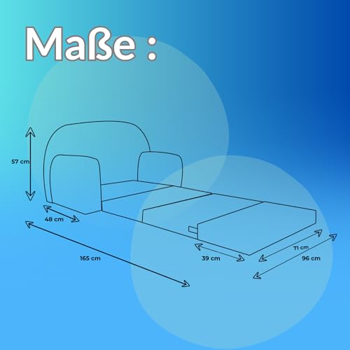 FORTISLINE Kindersofa Kindercouch Aufklappen Bettfunktion + Hocker W319 2 Viele Muster (Football) - 3