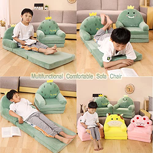JTING Kindersofa, Faltbarer, Leichter, Abnehmbarer und Waschbarer Zwei-in-Eins-Sofasessel, Stoffsofa, Kindersessel Kindercouch Sofa zum Sitzen und Spielen, Schlafsofa - 6