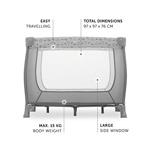 Hauck Laufstall Baby Sleep N Play SQ 90 x 90 cm, Laufgitter Baby ab Geburt bis 15 kg, Kompakt Faltbar, Reiselaufstall mit Tragetasche und Faltboden, Nordic Grau - 3