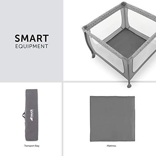 Hauck Laufstall Baby Sleep N Play SQ 90 x 90 cm, Laufgitter Baby ab Geburt bis 15 kg, Kompakt Faltbar, Reiselaufstall mit Tragetasche und Faltboden, Nordic Grau - 4