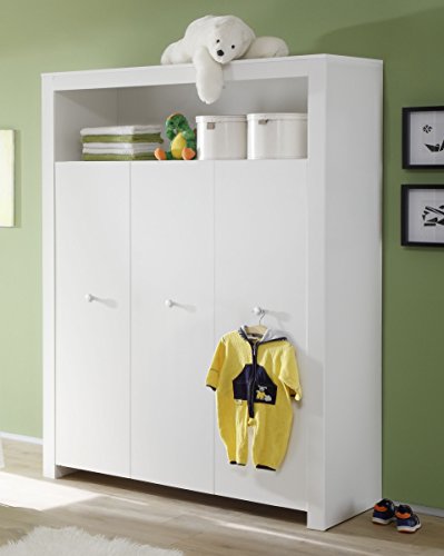 trendteam smart living Babyzimmer Kleiderschrank Schrank Olivia, 130 x 186 x 54 cm in Weiß mit viel Stauraum - 2