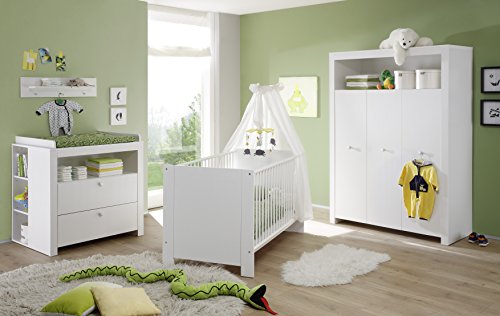 trendteam smart living Babyzimmer Kleiderschrank Schrank Olivia, 130 x 186 x 54 cm in Weiß mit viel Stauraum - 4
