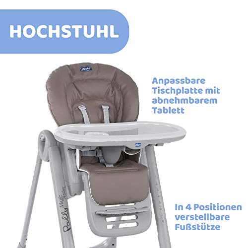 Chicco Polly Magic Relax Baby Hochstuhl ab Geburt bis 3 Jahre (15 kg), Verstellbarer Baby Hochstuhl inklusive Liegefunktion mit 4 Rädern, Kompakter Schließung, Spielbogen und Sitzverkleinerer - 3