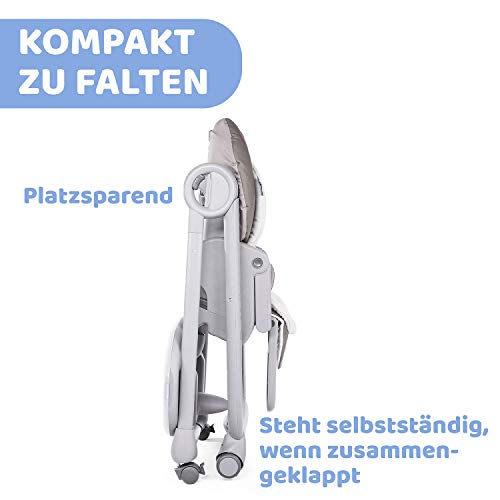 Chicco Polly Magic Relax Baby Hochstuhl ab Geburt bis 3 Jahre (15 kg), Verstellbarer Baby Hochstuhl inklusive Liegefunktion mit 4 Rädern, Kompakter Schließung, Spielbogen und Sitzverkleinerer - 5