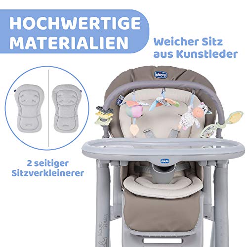 Chicco Polly Magic Relax Baby Hochstuhl ab Geburt bis 3 Jahre (15 kg), Verstellbarer Baby Hochstuhl inklusive Liegefunktion mit 4 Rädern, Kompakter Schließung, Spielbogen und Sitzverkleinerer - 6