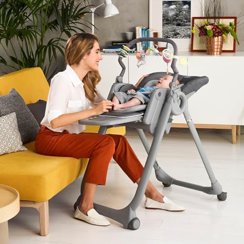 Chicco Polly Magic Relax Baby Hochstuhl ab Geburt bis 3 Jahre (15 kg), Verstellbarer Baby Hochstuhl inklusive Liegefunktion mit 4 Rädern, Kompakter Schließung, Spielbogen und Sitzverkleinerer - 7