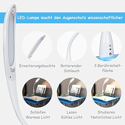 COSTWAY Kinderschreibtisch höhenverstellbar, Schülerschreibtisch mit Lampe, Kindermöbel neigungsverstellbar, Kindertisch mit Stuhl, Schreibtisch mit Schublade, Farbewahl (Hellblau) - 8