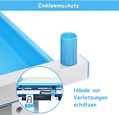 COSTWAY Kinderschreibtisch höhenverstellbar, Schülerschreibtisch mit Lampe, Kindermöbel neigungsverstellbar, Kindertisch mit Stuhl, Schreibtisch mit Schublade, Farbewahl (Hellblau) - 9