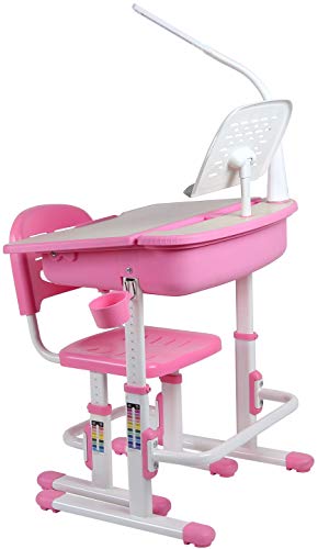 Leomark Ergonomisch SMART Kinderschreibtisch - Pinke Farbe - Schreibtisch mit Schublade und Stuhl höhenverstellbar für Kinder + Lampe, Kinderzimmer - 8