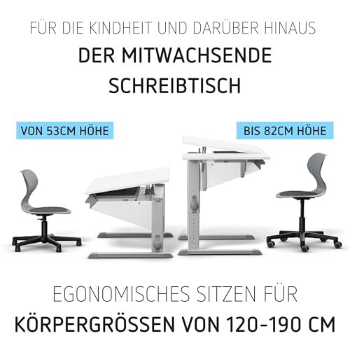 moll Sprinter mit Schublade und Side Top, höhenverstellbarer Kinderschreibtisch für Jungen und Mädchen, Korpus Weiß, Holzwerkstoff, 117,2cm (+40cm) x 70,5cm - 3