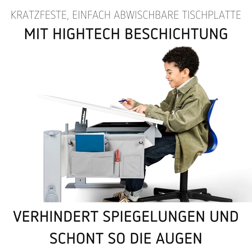 moll Sprinter mit Schublade und Side Top, höhenverstellbarer Kinderschreibtisch für Jungen und Mädchen, Korpus Weiß, Holzwerkstoff, 117,2cm (+40cm) x 70,5cm - 5