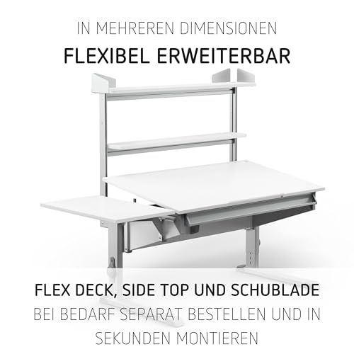 moll Sprinter mit Schublade und Side Top, höhenverstellbarer Kinderschreibtisch für Jungen und Mädchen, Korpus Weiß, Holzwerkstoff, 117,2cm (+40cm) x 70,5cm - 7