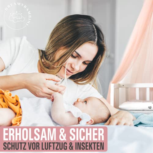 DREAMYBAMBINI Märchenhafter Betthimmel für Babybett, Prinzessin Babywiege, Beistellbett Baby, Moskitonetz, Babyzimmer Deko, Baldachin Kinderzimmer 170x960 cm (Creme-Beige) - 5