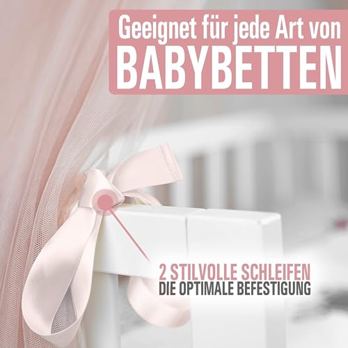 DREAMYBAMBINI Märchenhafter Betthimmel für Babybett, Prinzessin Babywiege, Beistellbett Baby, Moskitonetz, Babyzimmer Deko, Baldachin Kinderzimmer 170×960 cm (Creme-Beige) - 6