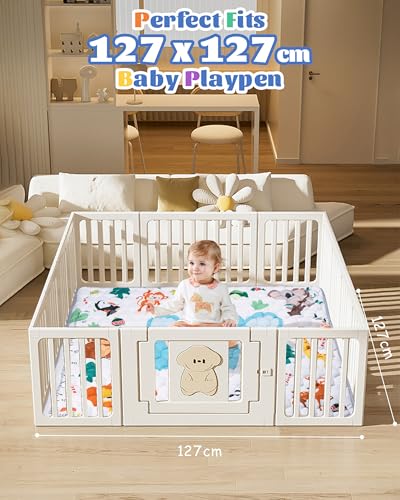 Funsland Krabbelteppich für Baby, Rutschfeste Baby Spielmatte Schadstofffrei 127x127cm - 3