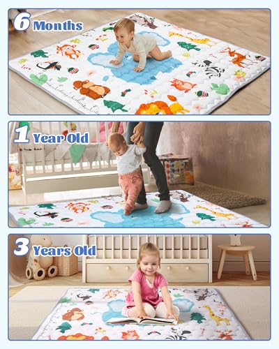 Funsland Krabbelteppich für Baby, Rutschfeste Baby Spielmatte Schadstofffrei 127x127cm - 4