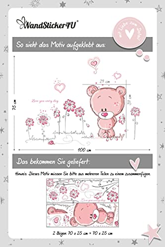 WandSticker4U- Wandtattoo BABY B?R in rosa - 7