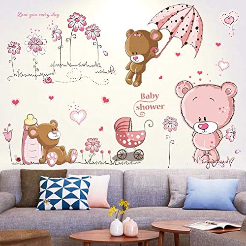 WandSticker4U- Wandtattoo BABY B?R in rosa - 8