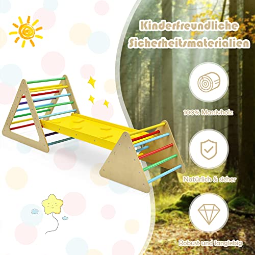 COSTWAY 3 in 1 Kletterdreieck & Leiter & Rutsche, Klettergerüst mit doppelseitigen Rampe, Sprossendreieck zum Klettern und Rutschen, für Kleinkinder ab 3 Jahren - 5
