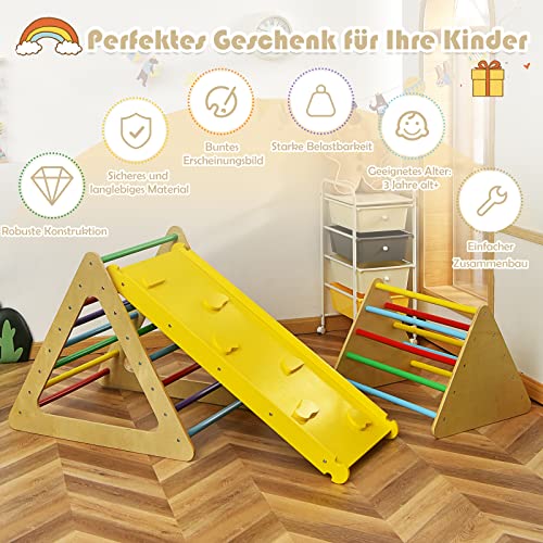 COSTWAY 3 in 1 Kletterdreieck & Leiter & Rutsche, Klettergerüst mit doppelseitigen Rampe, Sprossendreieck zum Klettern und Rutschen, für Kleinkinder ab 3 Jahren - 9