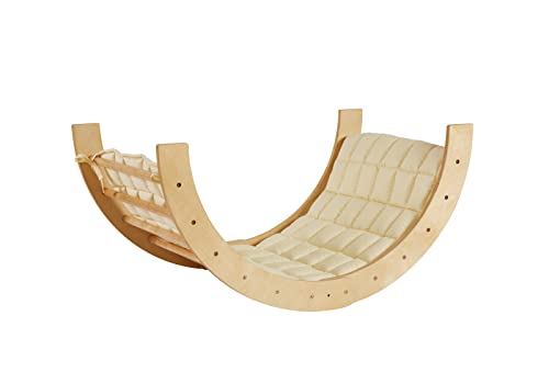 Montessori Kid® Kletterbogen 'Thilda' mit passenden Kissen | Klappbarer Pikler Bogen | Extra groß 105 x 73 x 53cm Spielbogen wippe | Bogenwippe Indoor Klettern | Klettergerüst Indoor - 2