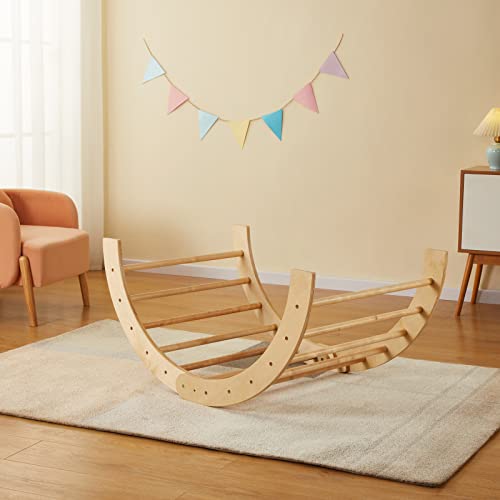 Montessori Kid® Kletterbogen 'Thilda' mit passenden Kissen | Klappbarer Pikler Bogen | Extra groß 105 x 73 x 53cm Spielbogen wippe | Bogenwippe Indoor Klettern | Klettergerüst Indoor - 7